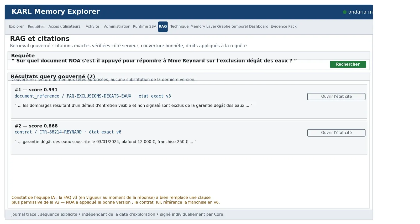 Onglet RAG : citations exactes de la fiche d'exclusions v3 et du contrat v6